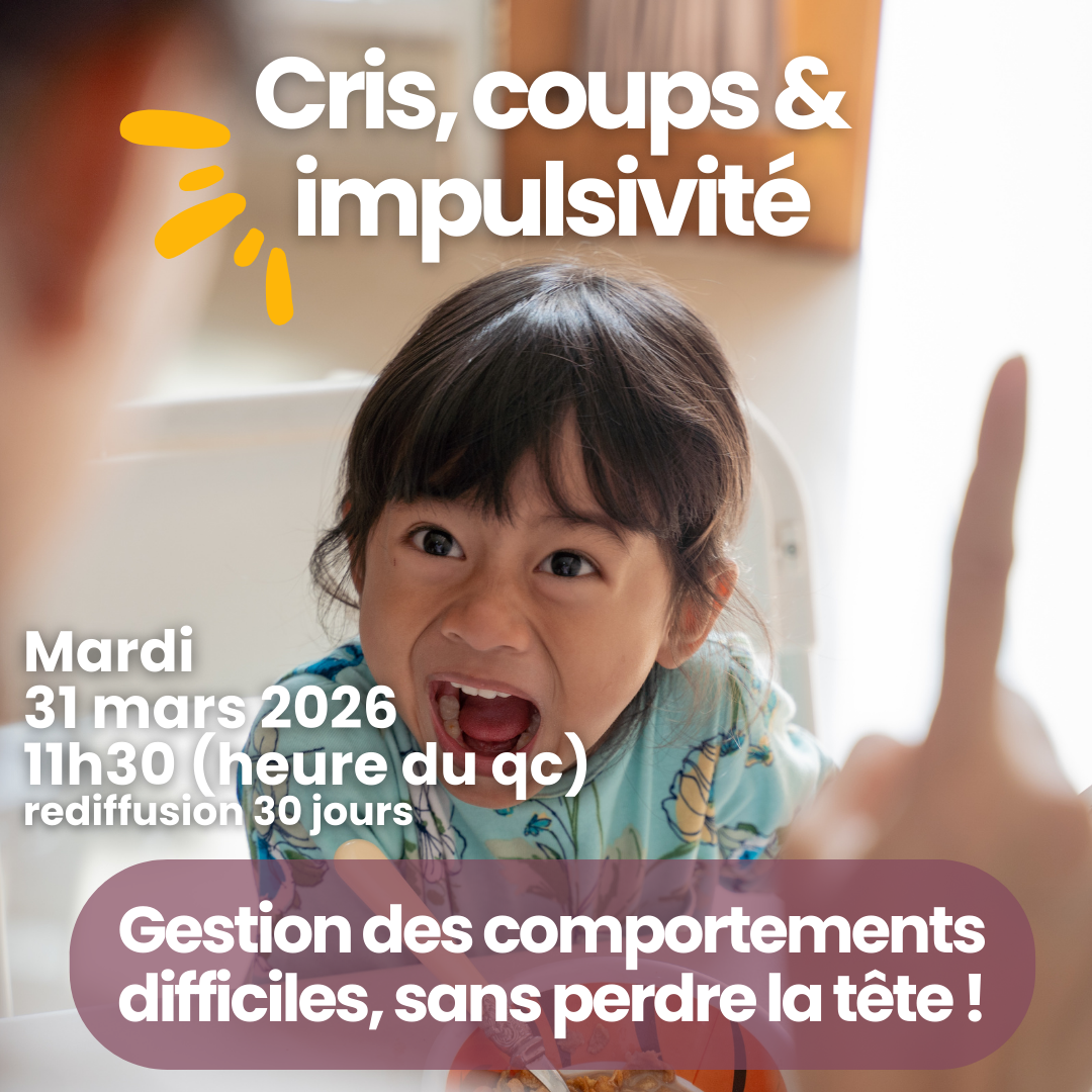 Workshop : cris, coups et impulsivité (2-8 ans) - 31 mars 2026